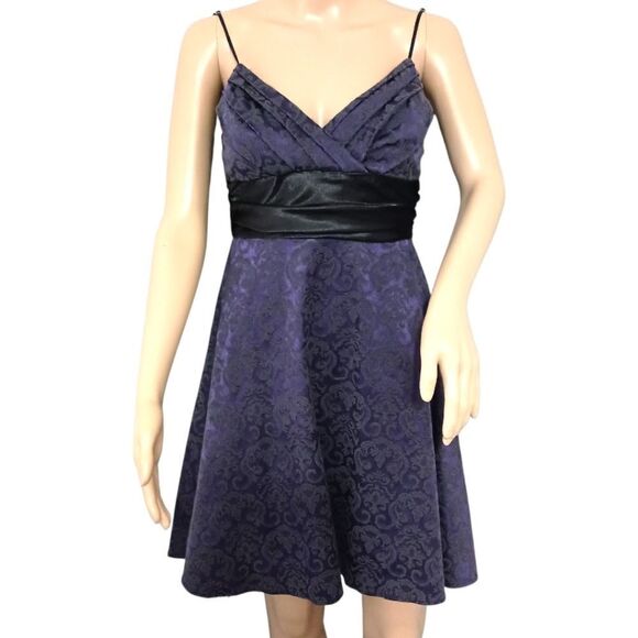 Y2K Speechless Flared Dress Sz 7 Fairy Grunge Dark Romantic HOCO Purple Brocade - Picture 12 of 16